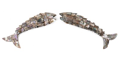 Lot 143 - A pair of copper articulated fish