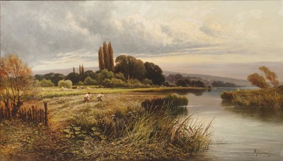 Lot W H Davis (19th century) River landscape,...