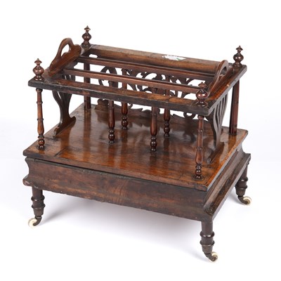 Lot 96 - A Victorian walnut canterbury with a single...