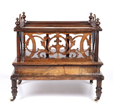 Lot 96 - A Victorian walnut canterbury with a single...