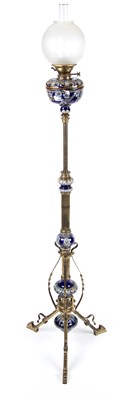 Lot 97 - A Victorian Hinks brass standard lamp with...