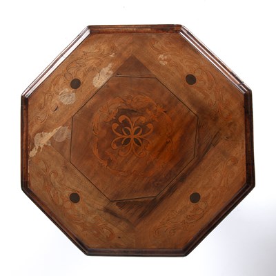 Lot 98 - A Victorian walnut octagonal sewing table with...
