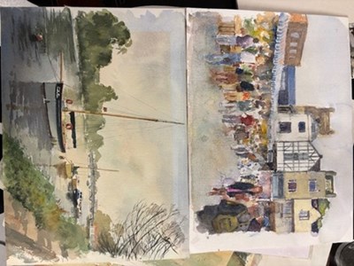Lot 26 - Tony Herbert (1927-2024) 'Henley Boat Houses',...
