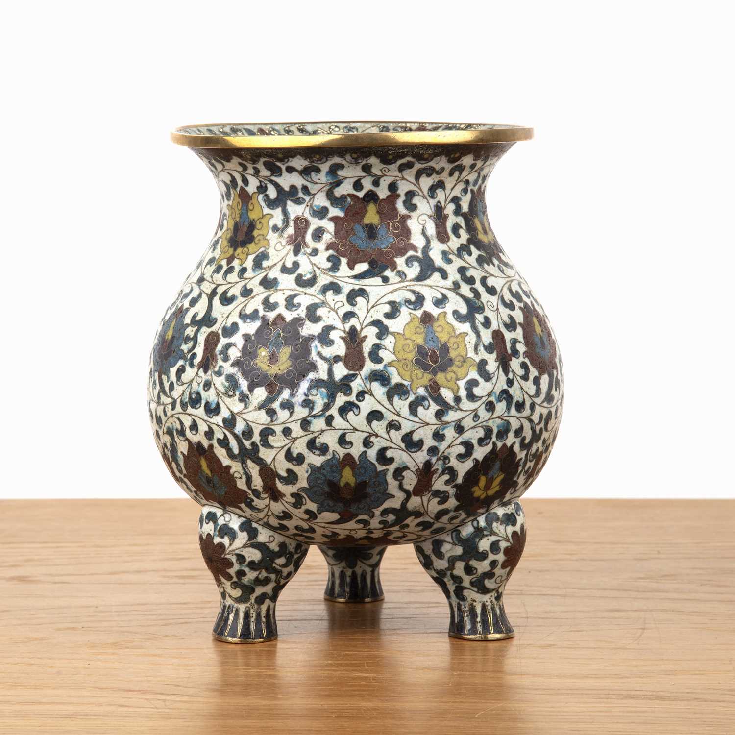 Lot 326 - White ground cloisonne censer Chinese, 17th...