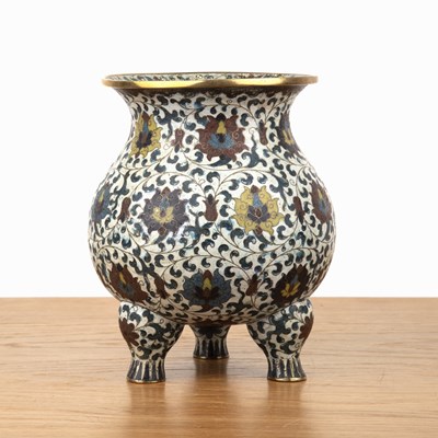 Lot 326 - White ground cloisonne censer Chinese, 17th...
