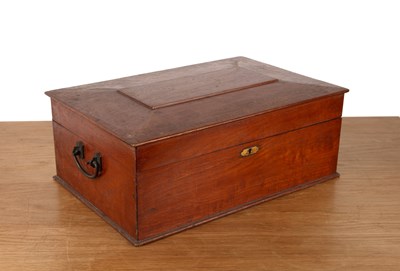 Lot 89 - Teak box with iron carrying handles, 49cm wide...