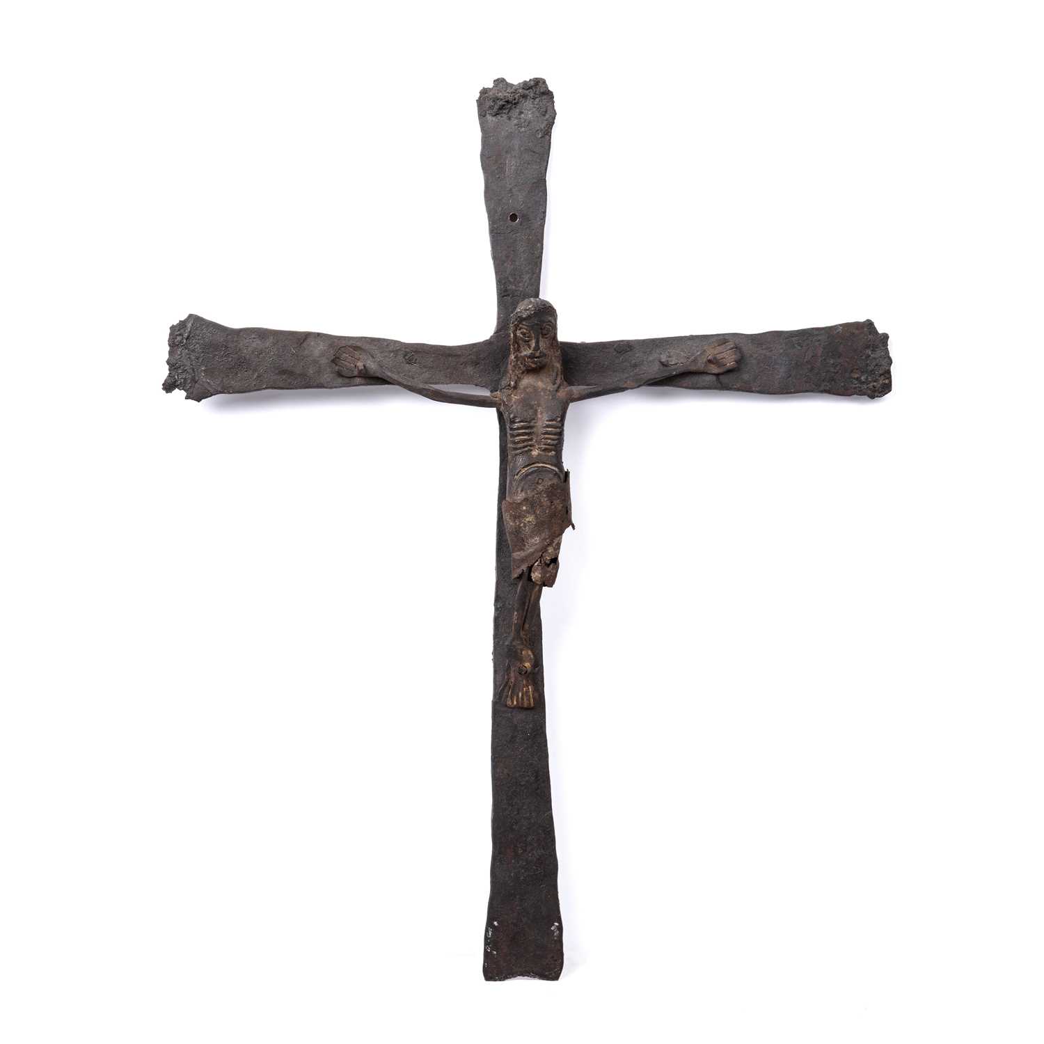 Lot 107 - An early antique iron Corpus Christi crucifix...