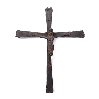 Lot 107 - An early antique iron Corpus Christi crucifix...