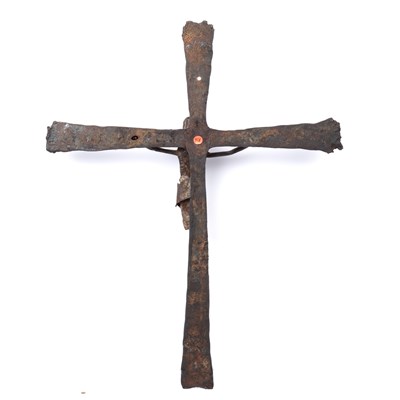 Lot 107 - An early antique iron Corpus Christi crucifix...
