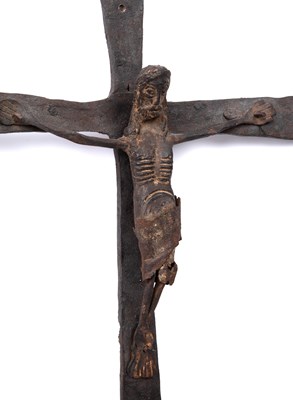 Lot 107 - An early antique iron Corpus Christi crucifix...