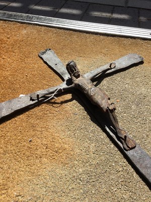 Lot 107 - An early antique iron Corpus Christi crucifix...