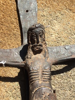 Lot 107 - An early antique iron Corpus Christi crucifix...