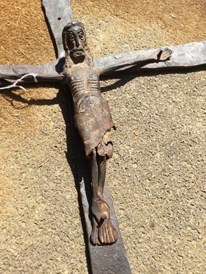 Lot 107 - An early antique iron Corpus Christi crucifix...