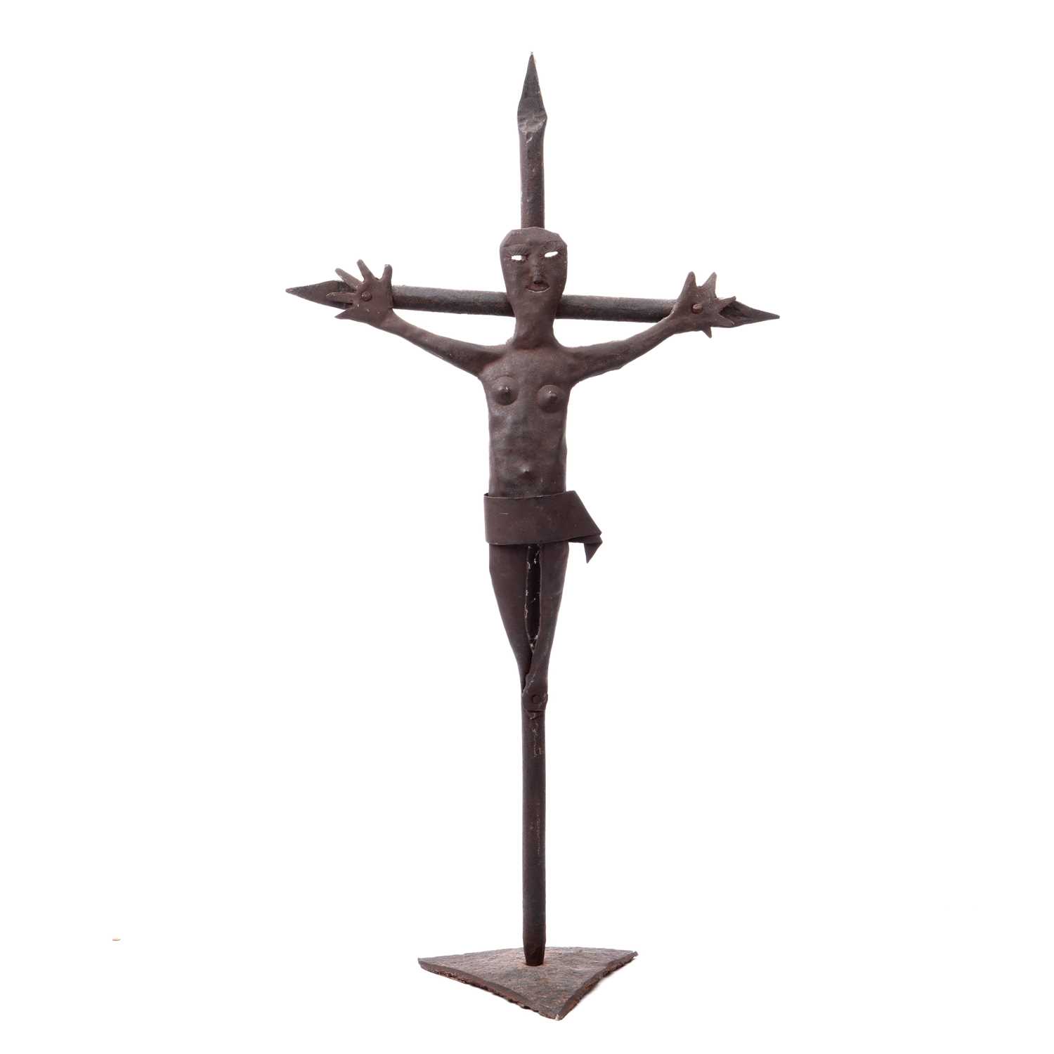 Lot 108 - A 19th century American folk art iron crucifix...