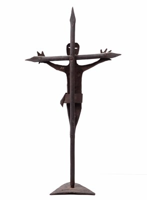 Lot 108 - A 19th century American folk art iron crucifix...