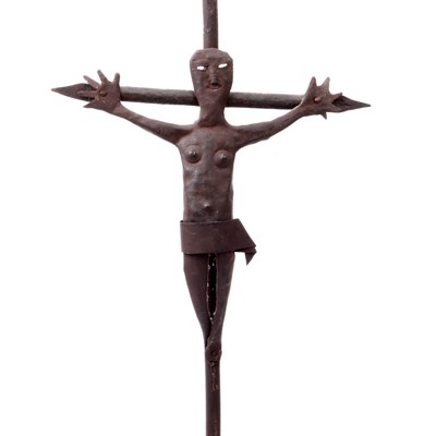 Lot 108 - A 19th century American folk art iron crucifix...