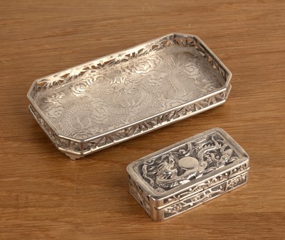 Lot 170 - Dragon tray and box Wang Hing white...