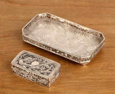 Lot 170 - Dragon tray and box Wang Hing white...