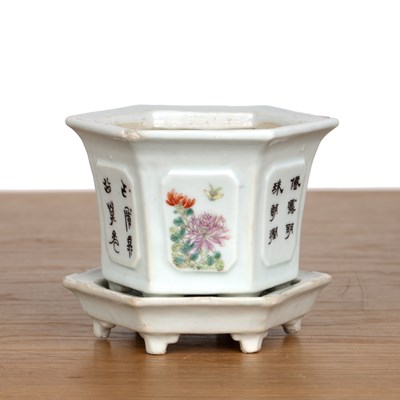 Lot 138 - Small hexagonal jardinière on stand Chinese,...