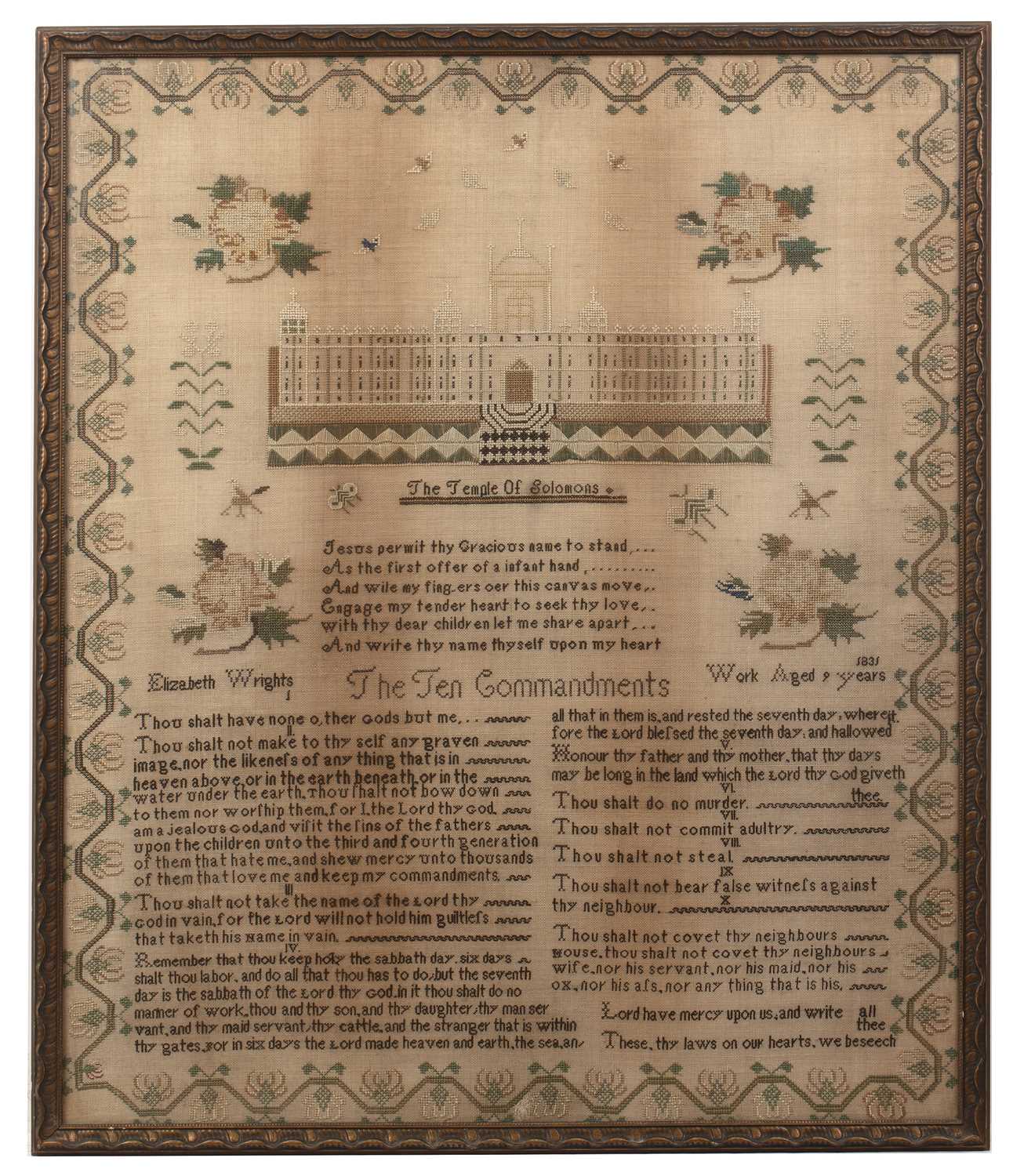 Lot 165 - Antique needlework sampler 19th Century, 'The...