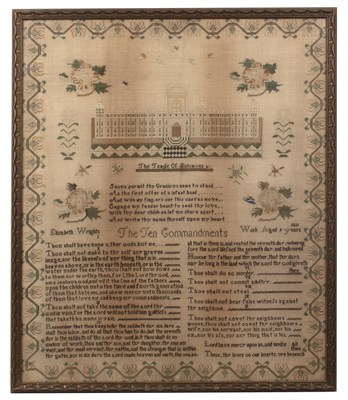 Lot Antique needlework sampler 19th Century, 'The...