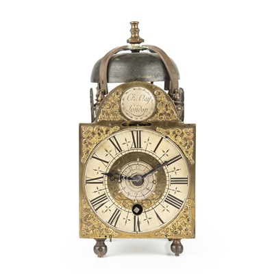 Lot 141 - A George III brass alarm lantern clock by...