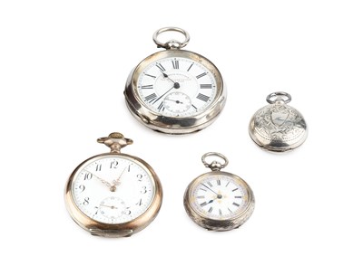 Lot 116 - A white metal open face pocket watch, the...