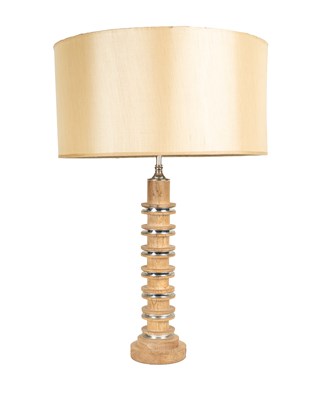 Lot 1001 - A turned oak and nickel-mounted table lamp