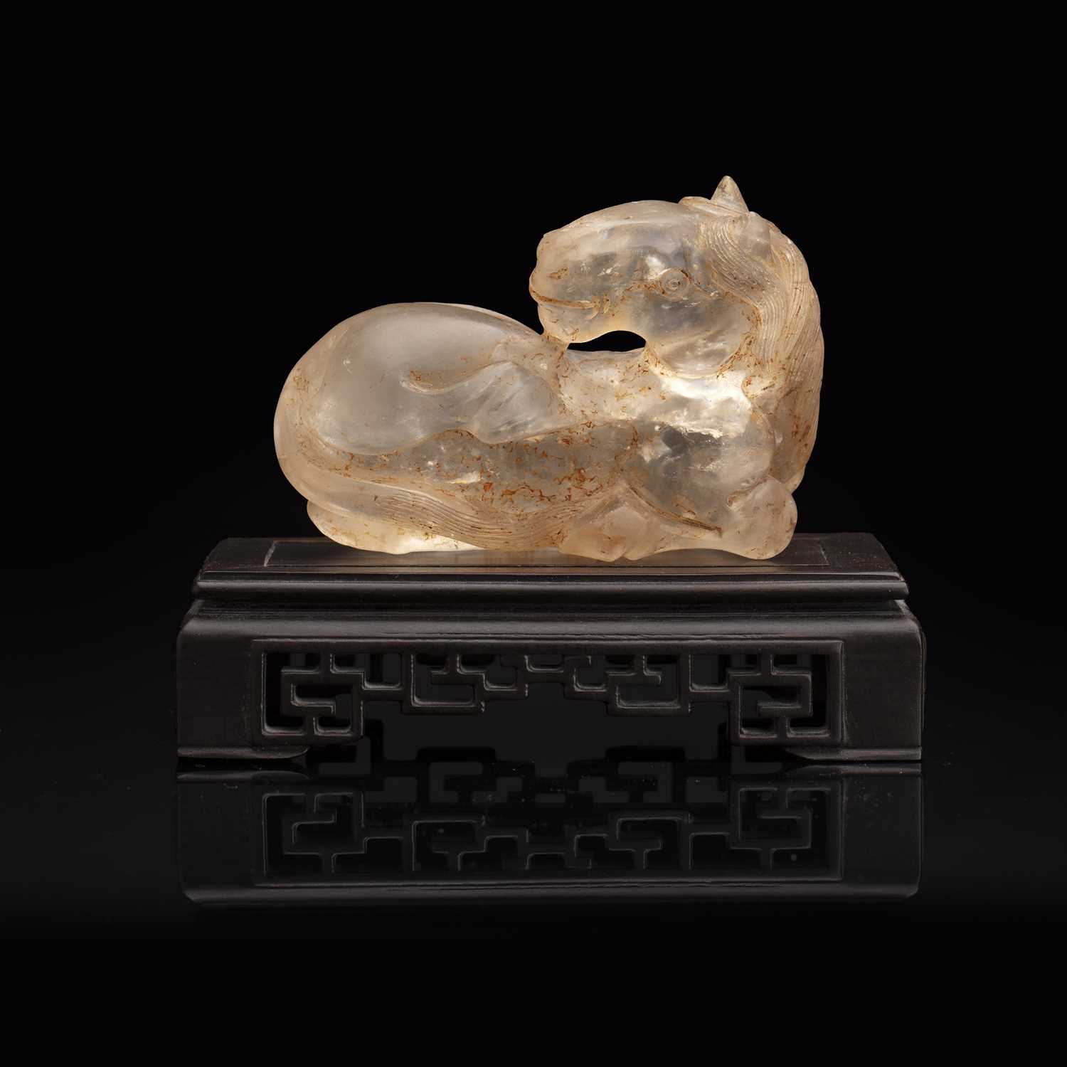 Lot 178 - Rock crystal recumbent model horse Chinese,...