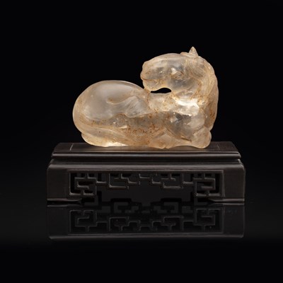 Lot 178 - Rock crystal recumbent model horse Chinese,...
