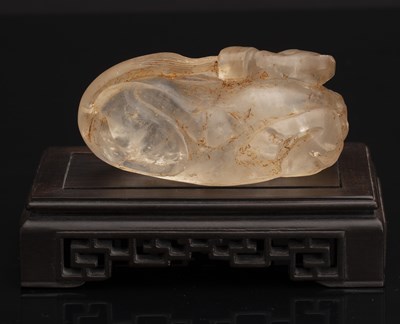 Lot 178 - Rock crystal recumbent model horse Chinese,...