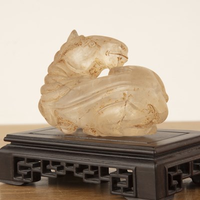 Lot 178 - Rock crystal recumbent model horse Chinese,...