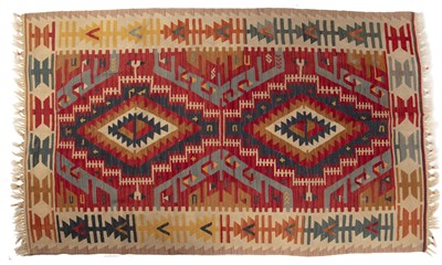 Lot 277 - A late 20th century kilim rug with polychrome...