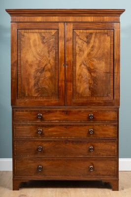 Lot 477 - A Willian IV mahogany linen press