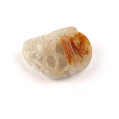 Lot 192 - White and russet jade ‘monkey and peach’ group...