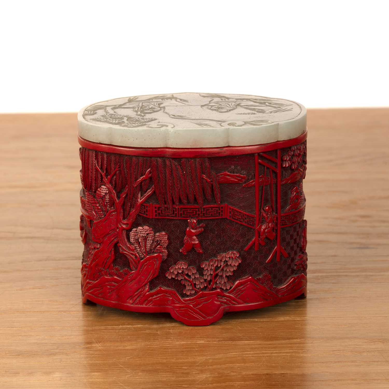 Lot 196 - Cinnabar lacquer brush holder, Chinese, late...
