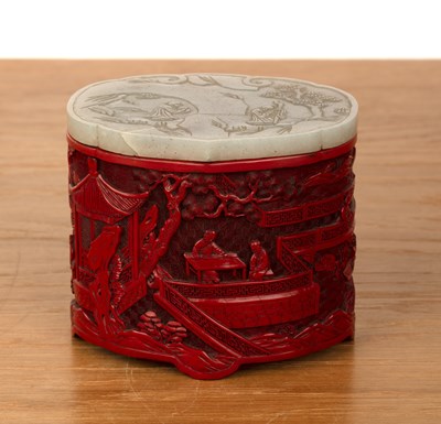 Lot 196 - Cinnabar lacquer brush holder, Chinese, late...