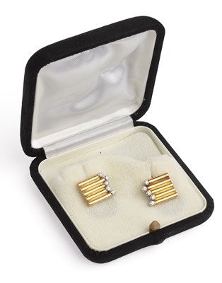 Lot 217A - Pair of 18ct gold cufflinks Of linear design,...