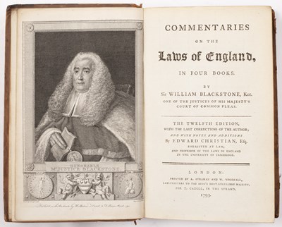 Lot 458 - 18TH CENTURY ENGLISH LAW – BLACKSTONE (SIR...