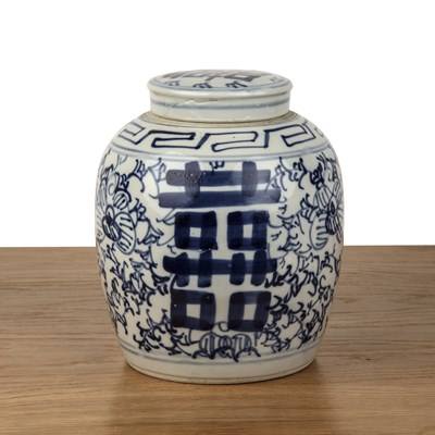 Lot 416 - Blue and white ginger jar and cover Chinese...