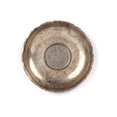 Lot 381 - Sterling silver small dish Chinese Inset an...