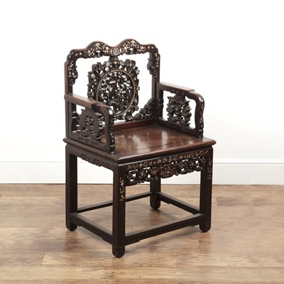 Lot 383 - Hardwood and mother-of-pearl inlaid throne...