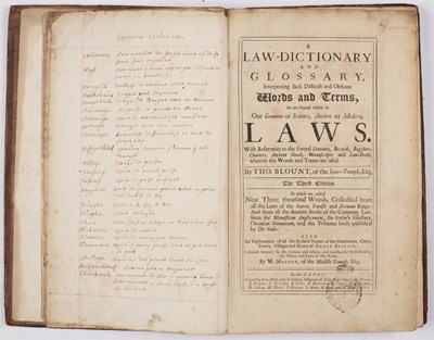 Lot 469 - BLOUNT (Thomas) ‘A Law-Dictionary and...