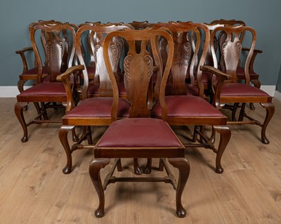 Lot 462 - A set of sixteen Queen Anne Style dining chairs