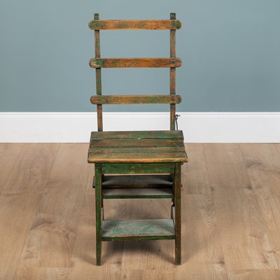 Lot 181 - A Victorian green-painted chair-come-library steps