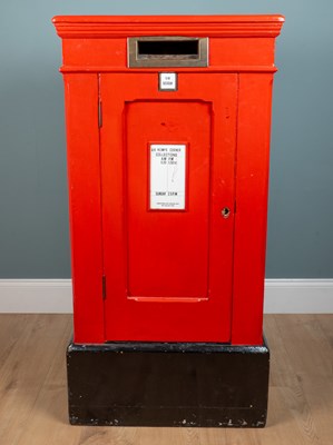 Lot 142 - A red-painted wooden postal box