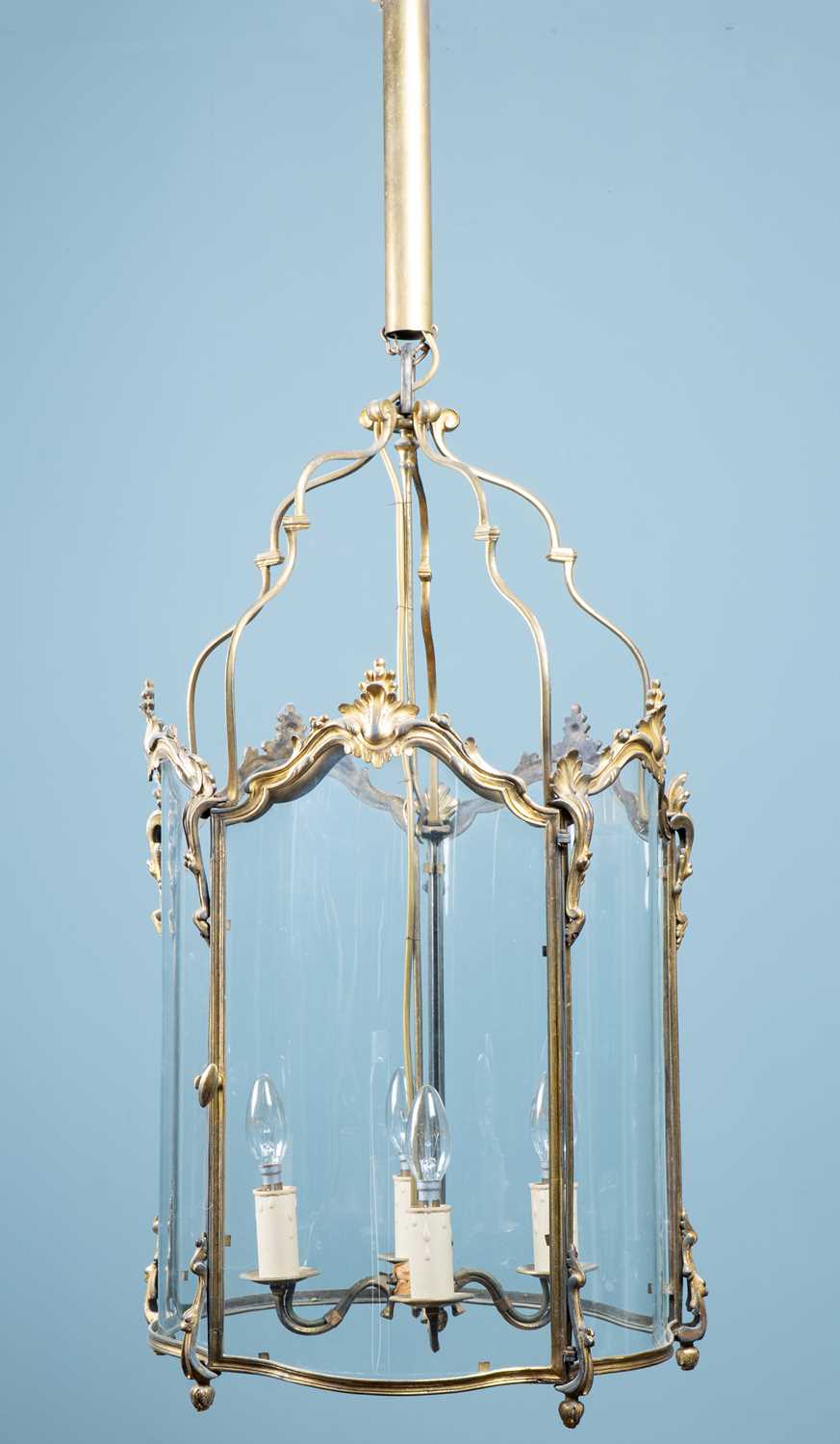 Lot 493 - A Georgian-style gilt brass hall lantern