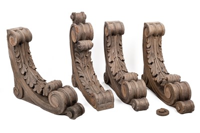 Lot 1520 - A set of four carved walnut corbels