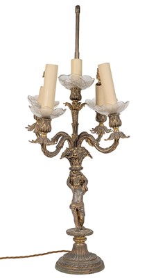 Lot 365 - A decorative table lamp in the form of a candelabrum