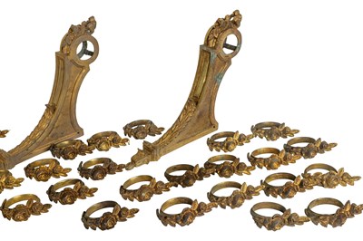 Lot 1522 - Two boxes of gilt metal curtain drapery hardware